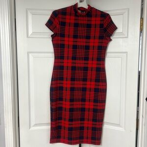 SHEIN size L Buffalo plaid red/ navy print never worn!